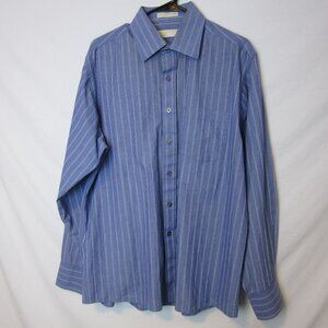 Michael Kors Shirt Blue Striped Button Down Long Sleeve Collared Cotton Mens XL